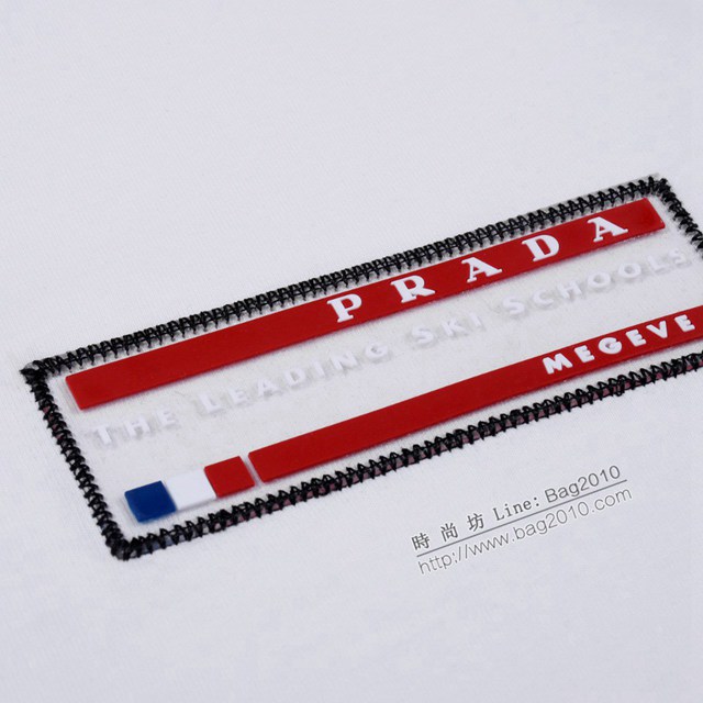 Prada專櫃普拉達2023SS新款膠條章仔T恤 男女同款 tzy2725